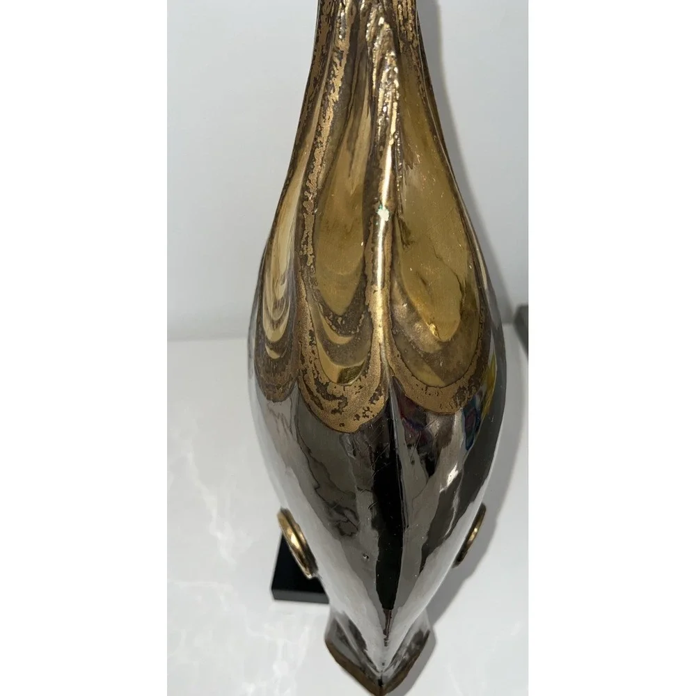 (20)P. GRANCHI VINTAGE LARGE ITALIAN ART DECO CERAMIC FISH GOLD COLOR RARE
